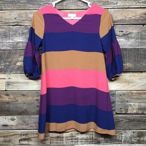 GB Girls Striped Dress 3/4 Sleeve & Under Lining Size M